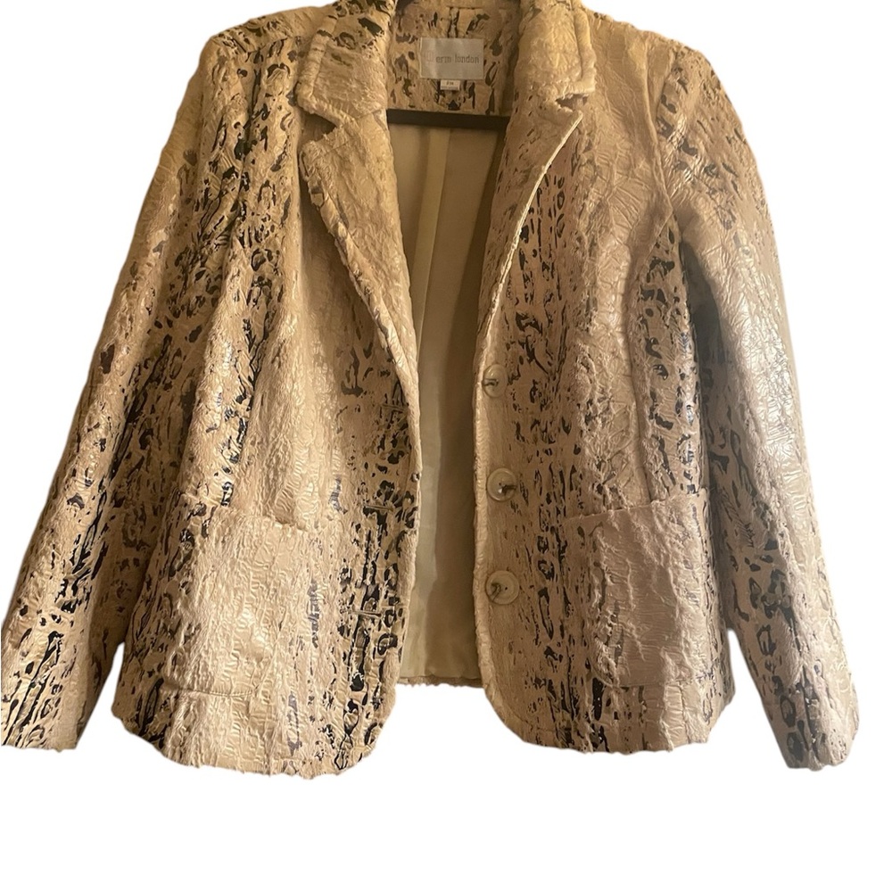Erin London Women's Animal Print Faux Fur/Leather Lined Jacket SZ PM